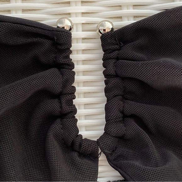 Pretty Little Thing Black Mesh Ring Detail Bandeau Top Size 6 NWT - Picture 10 of 17